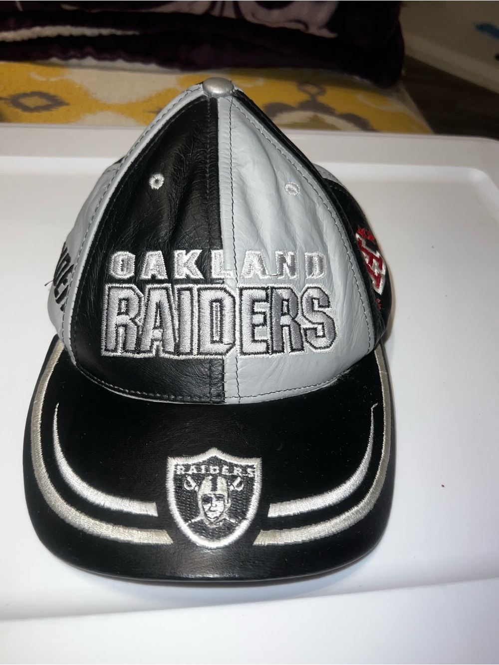 Reebok Oakland Raiders Black and Gray Leather Hat